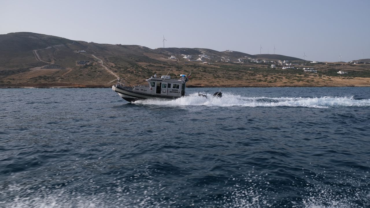 Tunisian Coastguard boats patrol the Tunisian shores looking for migrant boats.
