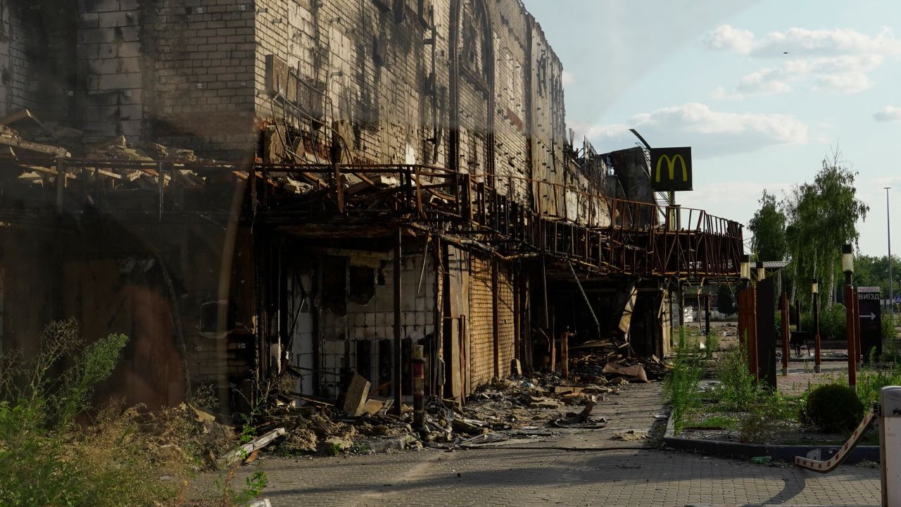 A view of the destroyed Fabrika shopping mall in the city of Kherson on July 20, 2022.