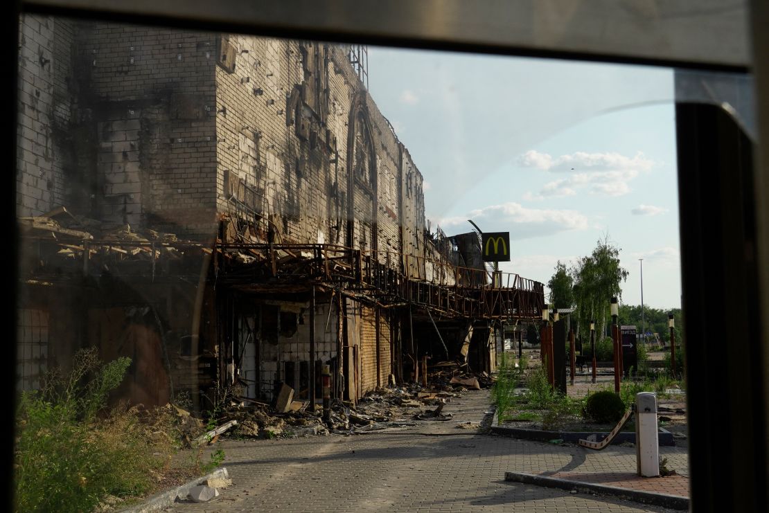 A view of the destroyed Fabrika shopping mall in the city of Kherson on July 20, 2022.