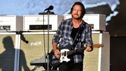 LONDON, ENGLAND - JULY 09: (EDITORIAL USE ONLY) Eddie Vedder of Pearl Jam headlines the Great Oak Stage as American Express present BST Hyde Park at Hyde Park on July 09, 2022 in London, England. (Photo by Gus Stewart/Redferns)