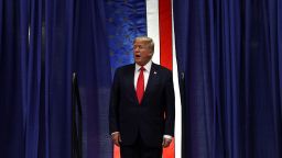 Former U.S. President Donald Trump walks on stage during a "Save America" rally at Alaska Airlines Center on July 09, 2022 in Anchorage, Alaska. 