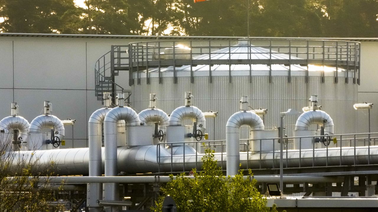 The landfall facility of the Nord Stream 1 gas pipeline and the transfer station of the OPAL pipeline in Lubmin, Germany, on July 21, 2022.