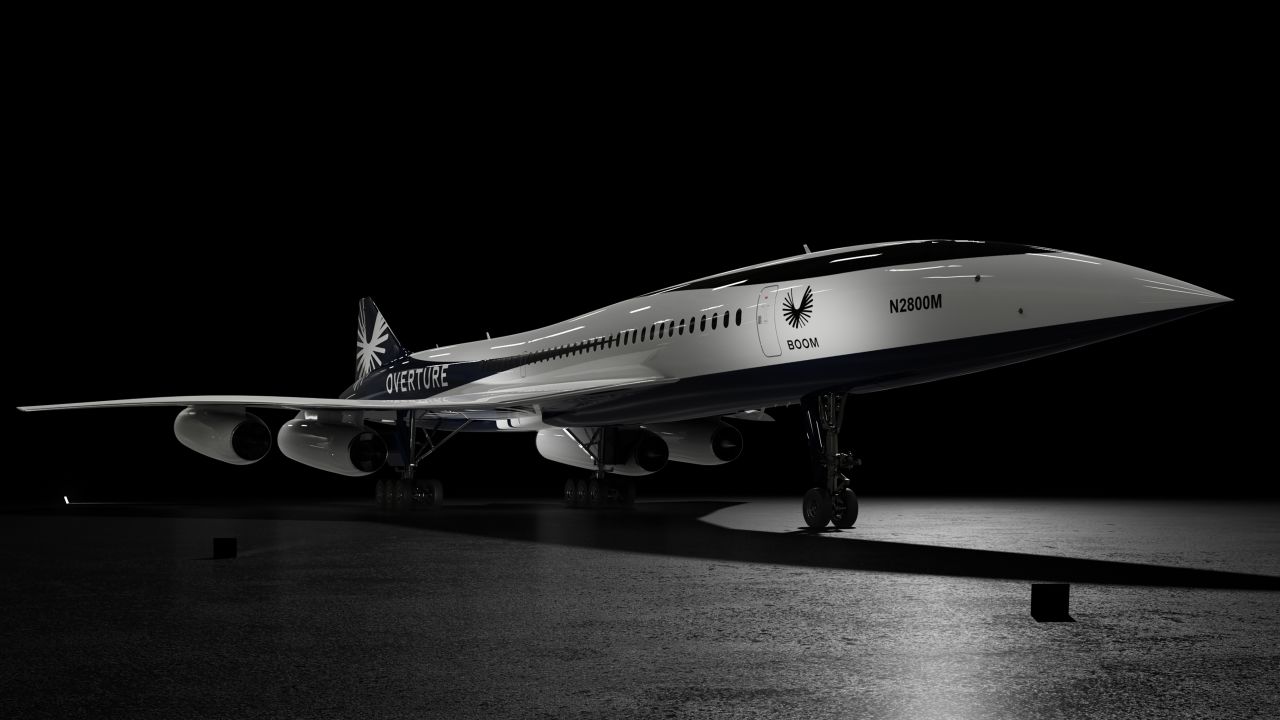 A rendering of the redesigned supersonic Overture aircraft from Boom Supersonic. 