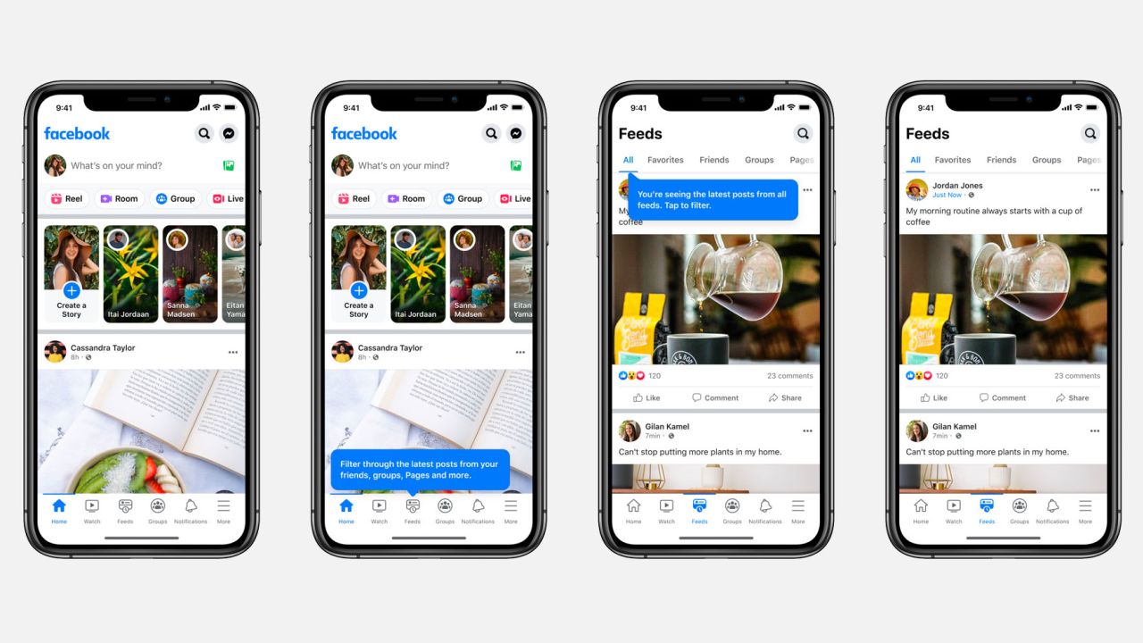 The Facebook app is launching a redesign that includes a new "Feeds" tab that will feature a chronological feed of content from users' friends, as well as groups and pages they follow.