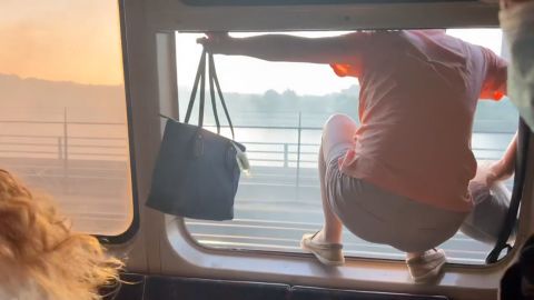 People jumped out of the windows after the train caught on fire.
