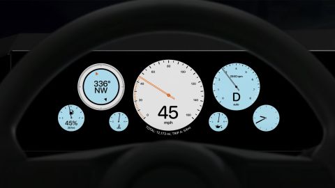 The speedometer for Apple Carplay includes a speed limit of 160 mph in one version.