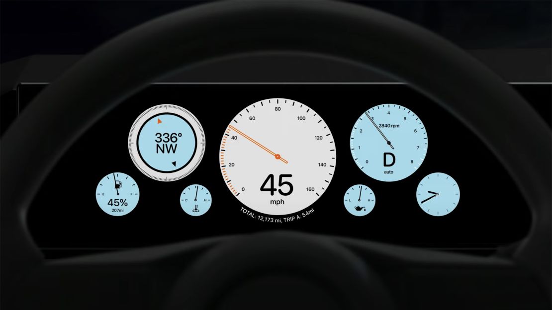 Apple Carplay's speedometer includes a 160 mph speed limit in one version.