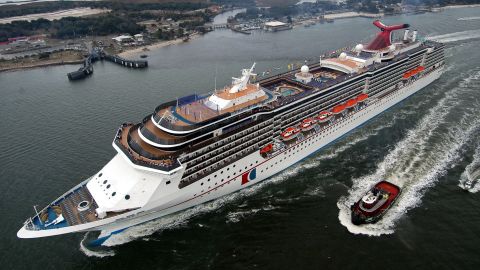 A Carnival Miracle sails up the St. John's River after a trans-Atlantic voyage from its Finnish shipyard in February 2004 in Jacksonville, Florida. 