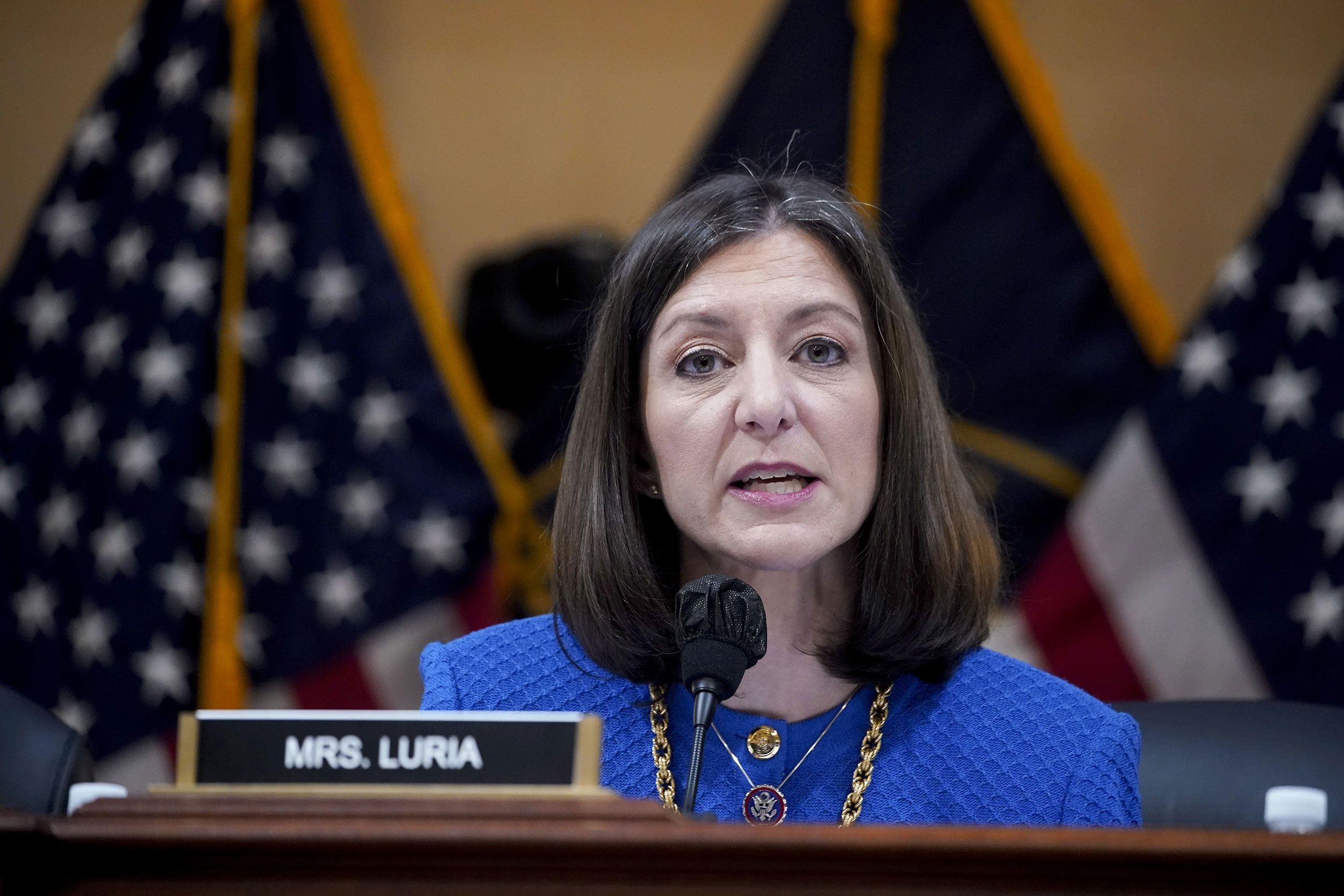 US Rep. Elaine Luria speaks during the hearing on July 21. She and Rep. Adam Kinzinger were the committee members leading the hearing that day. "What you will learn is that President Trump sat in his dining room and watched the attack on television while his senior-most staff, closest advisers, and family members begged him to do what is expected of any American president," <a href="index.php?page=&url=https%3A%2F%2Fwww.cnn.com%2Fpolitics%2Flive-news%2Fjanuary-6-hearings-july-21%2Fh_c71009c748de71a786efe7f600ada019" target="_blank">she said.</a>