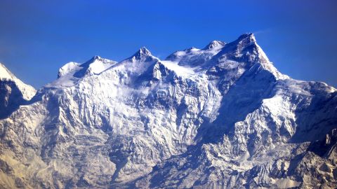 An aerial view of snow-capped Himalayan peaks in Nepal on April 19, 2021. 