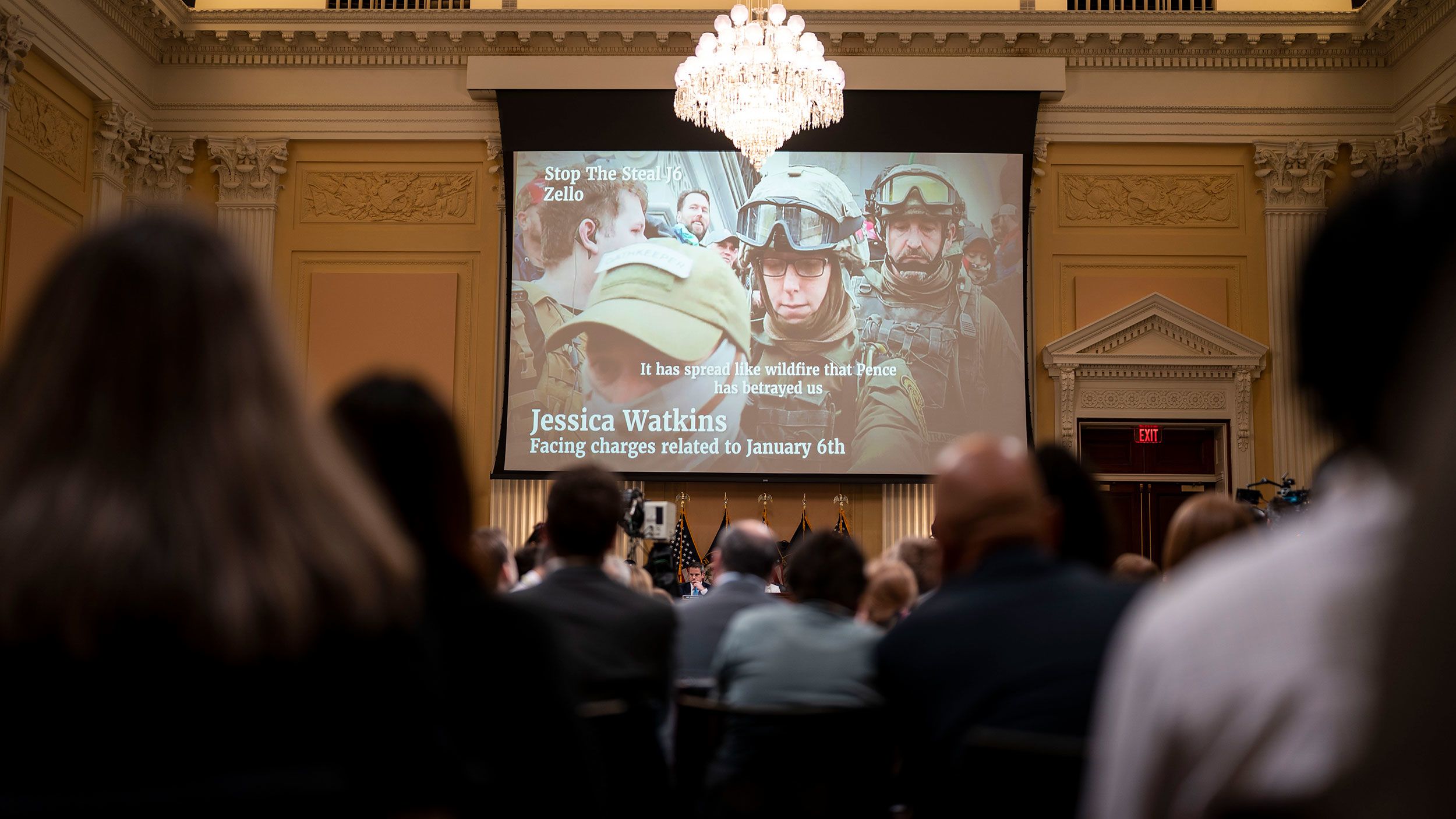 Footage from last year's US Capitol attack is seen on July 21.