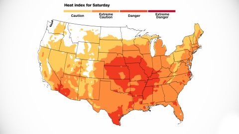 Saturday's heat index forecast