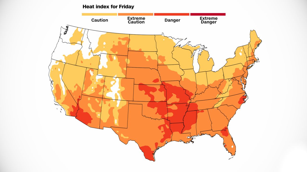 Heat index for Friday
