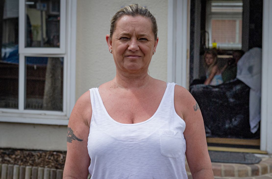 Eileen Hilton, 53, fled the fire in Dagenham with her 11 dogs in tow.