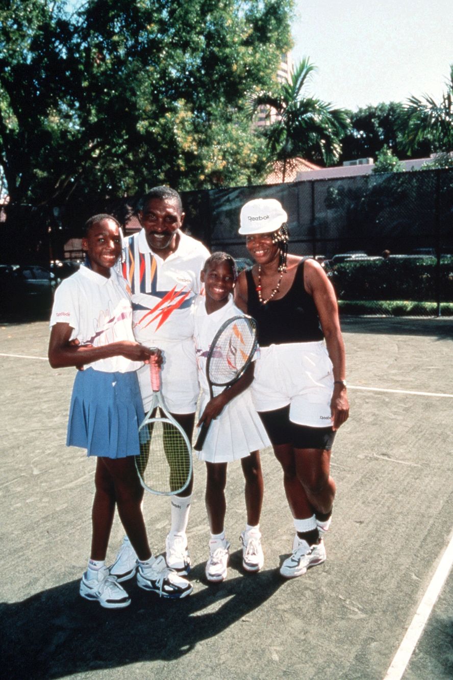 Williams' father, Richard, <a href="index.php?page=&url=https%3A%2F%2Fwww.cnn.com%2F2015%2F09%2F11%2Ftennis%2Fgallery%2Frichard-williams-serena-venus-tennis%2Findex.html" target="_blank">coached her</a> and her older sister, Venus, to play tennis at an early age. From left are Venus, Richard, Serena and mother Brandy.