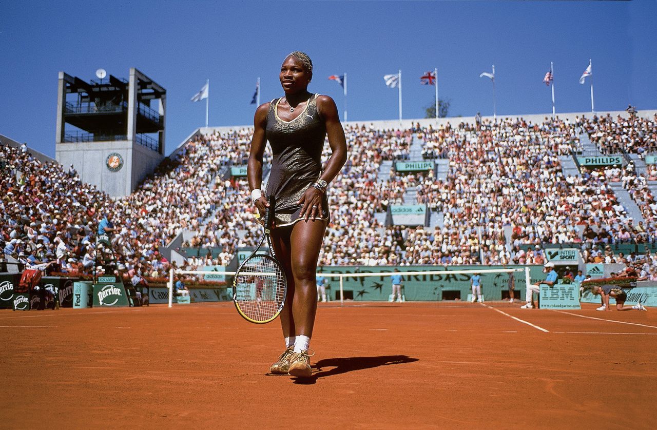 Serena plays against Janette Husarova at the French Open in 2002. Serena would go on to win the tournament for her second grand slam singles title, and she followed it up with three straight titles at Wimbledon, the US Open and then the Australian Open in 2003. It became known as the "Serena Slam."