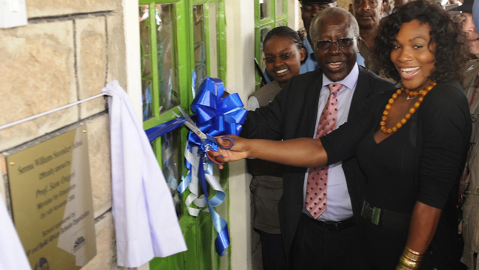 Serena cuts a ribbon at the opening of the Serena Williams Secondary School in Matooni, Kenya, in 2008. That year, she established the Serena Williams Foundation to help underprivileged children around the world.