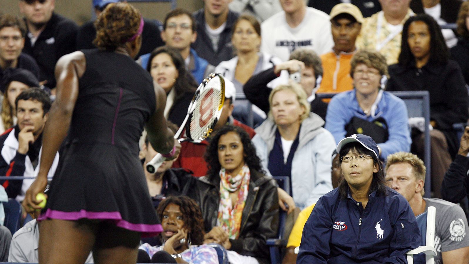 Williams screams at a line judge who called her for a foot fault during a semifinal match at the US Open in 2009. Williams lost the match and was fined a record $82,500. She was also placed on probation for two years. 