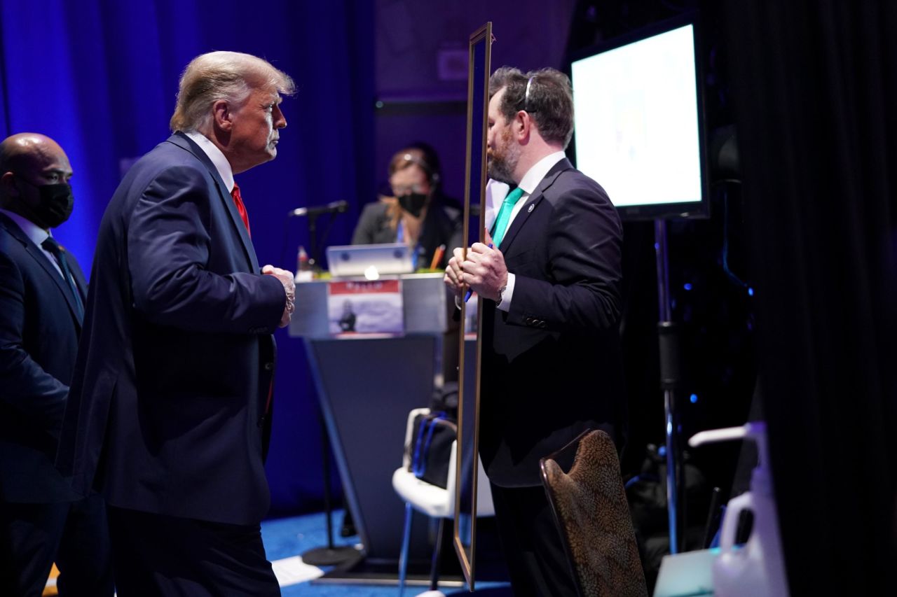 Trump prepares to speak at the Conservative Political Action Conference in Orlando in February 2021. He was making <a href="https://www.cnn.com/2021/03/01/politics/cpac-2021-trump-speech-american-democracy/index.html" target="_blank">his first public remarks since leaving the White House.</a>