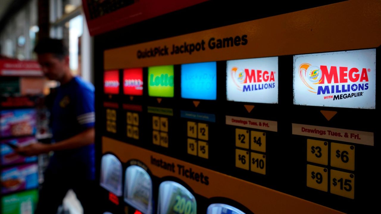 A lottery ticket vending machine sits a convenience store on Thursday in Northbrook, Illinois. 