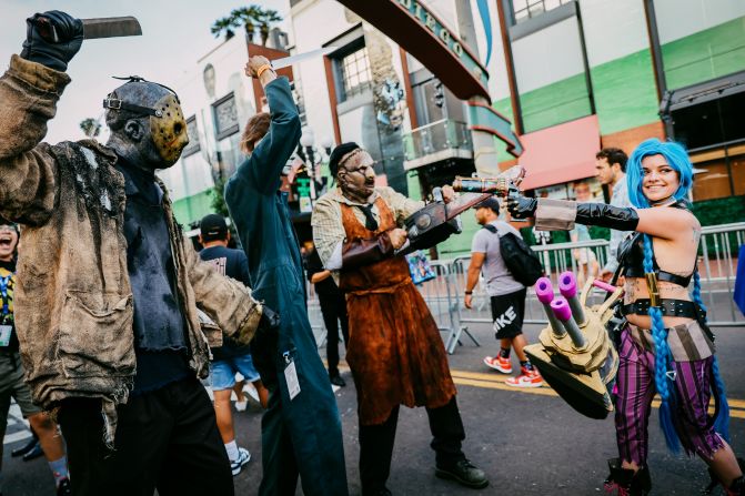 Cosplayers dressed as horror movie icons attend Comic-Con in San Diego, California, on Friday, July 22.