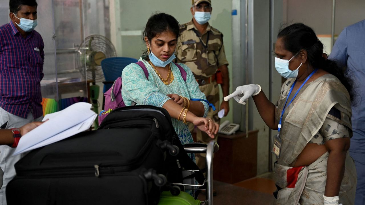 Passengers at an airport in India are screened for Monkeypox symptoms