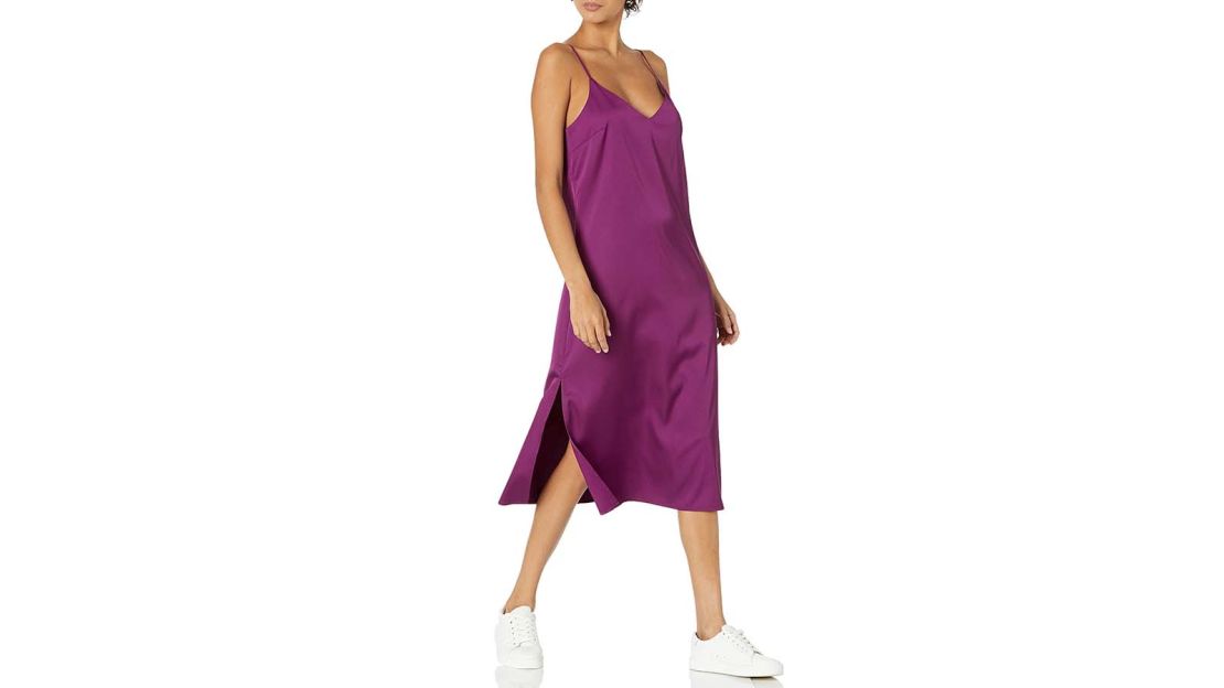 The Drop Ana Silky V-Neck Midi Slip Dress