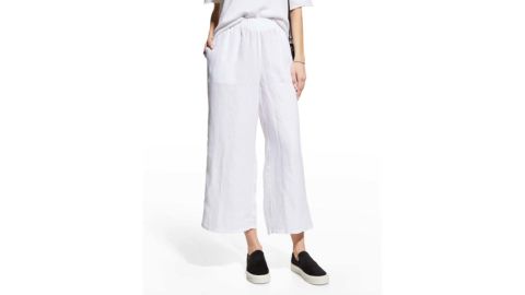 Eileen Fisher Wide-Leg Cropped Linen Pant