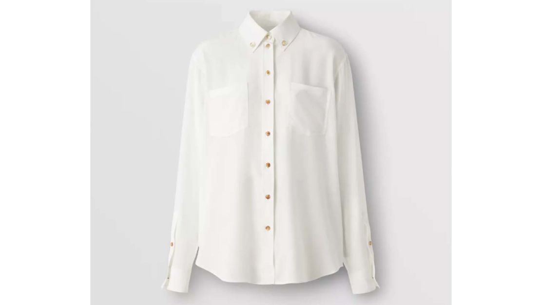 Burberry Monogram Motif Silk Oversized Shirt