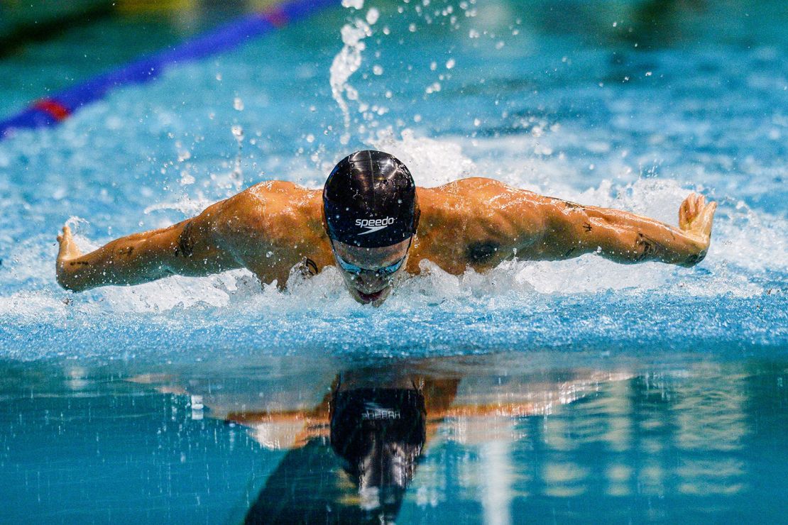 Cody Simpson competes in a men's 100m butterfly heat at last year's Australian Olympic trials.