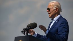 SOMERSET, MASSACHUSETTS, USA - JULY 20: US President Joe Biden addresses the crowd and gathered media at the closed Brayton Point Power Station in Somerset, Massachusetts, United States on July 20, 2022. Biden spoke about climate change and declared he would use his powers soon to tackle climate change. The closed station will soon be used in a wind power project. 