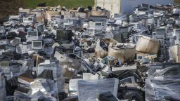 A sea of electronic waste, consisting mostly of televisions, microwaves, and computers, stacked over six feet high, cover the landscape at Westmoreland Cleanways and Recycling, in Unity, Pa., on Friday, March 24, 2017. Under the state's recycling law, Act 101 of 1988, municipalities with fewer than 5,000 residents are not required to provide at-home, curb-side pickup of recyclables. As a result, only 18 percent of the state's more than 2,500 municipalities are mandated to provide recycling, according to the state Department of Environmental Protection.
