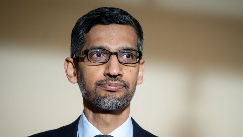 CEO of Alphabet and Google Sundar Pichai joint press conference with Polish Prime Minister at the Chancellery in Warsaw, Poland on March 29, 2022.
