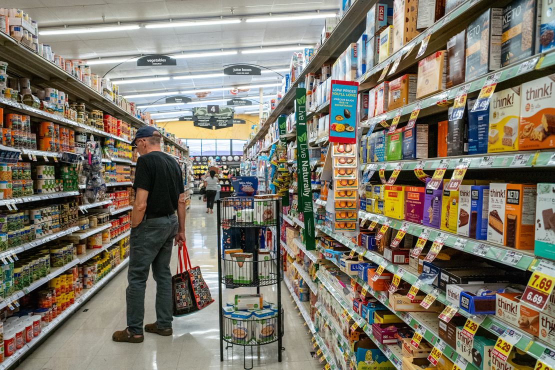 A customer shops in a Kroger grocery store on July 15, 2022 in Houston, Texas. 