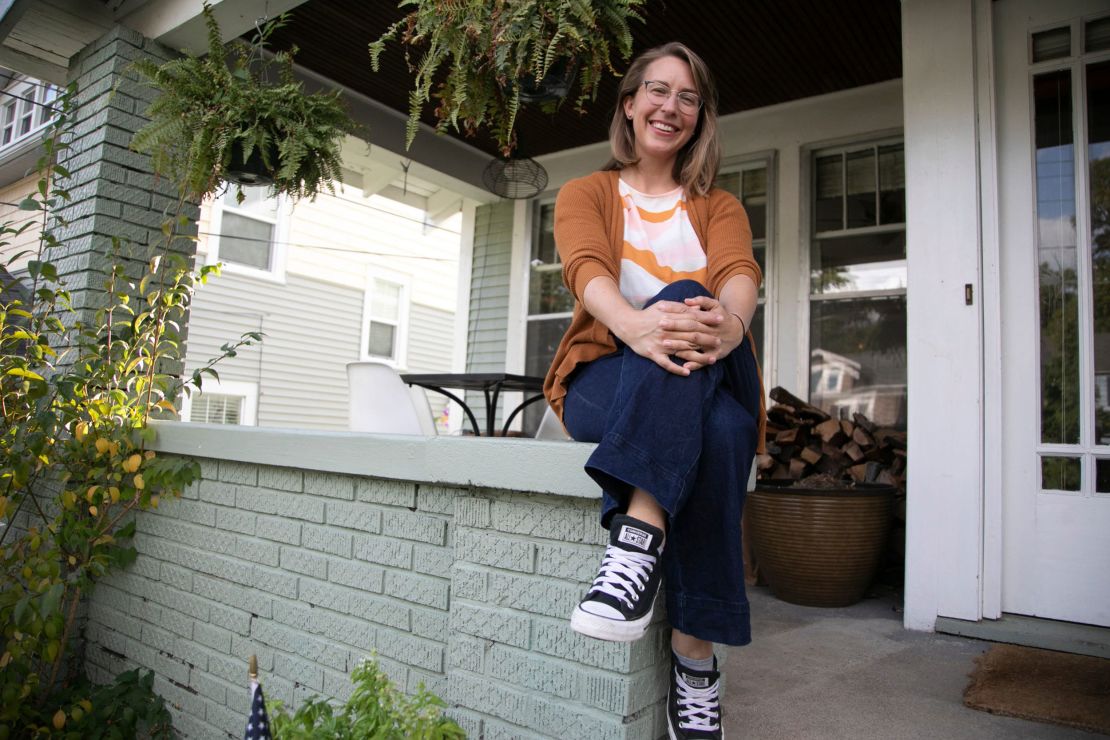 Democrat candidate for Michigan's 3rd district Hillary Scholten poses for a portrait at her Grand Rapids home in September 2020.