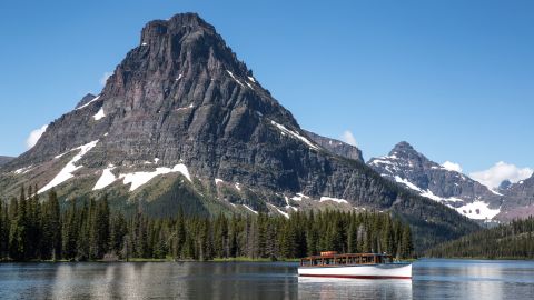Rising Wolf Mountain at Two Medicino Lake on June 20, 2018, near East Glacier, Montana.