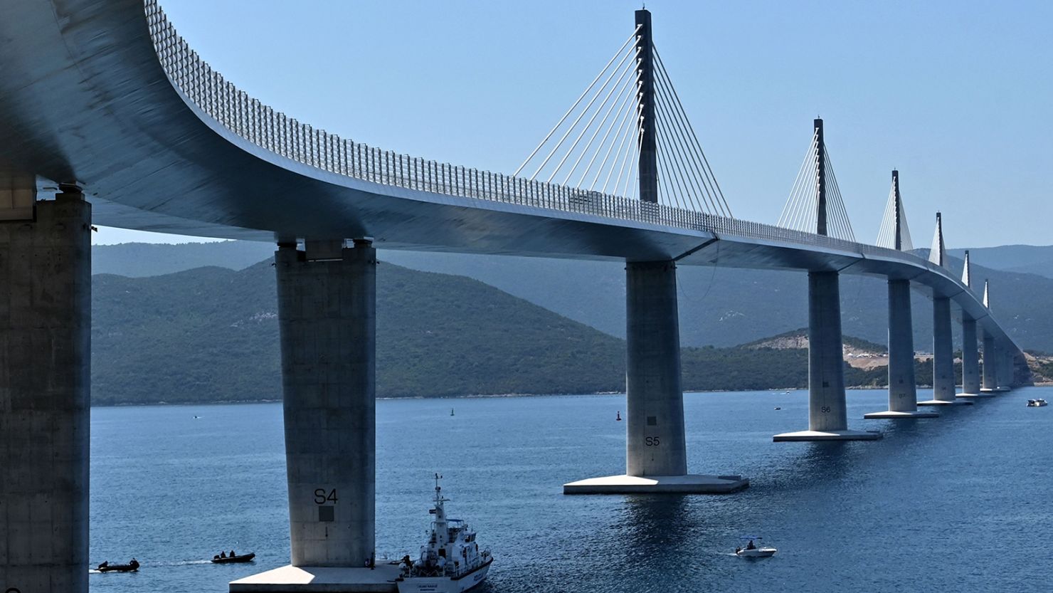 The bridge links Peljesac peninsula with the Croatian mainland.