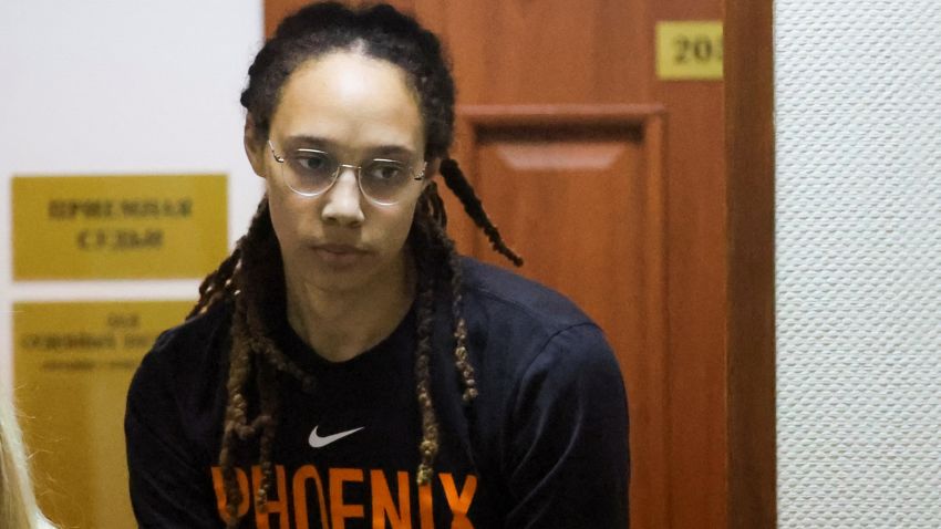 U.S. basketball player Brittney Griner, who was detained at Moscow's Sheremetyevo airport and later charged with illegal possession of cannabis, is escorted before a court hearing in Khimki outside Moscow, Russia July 27, 2022.