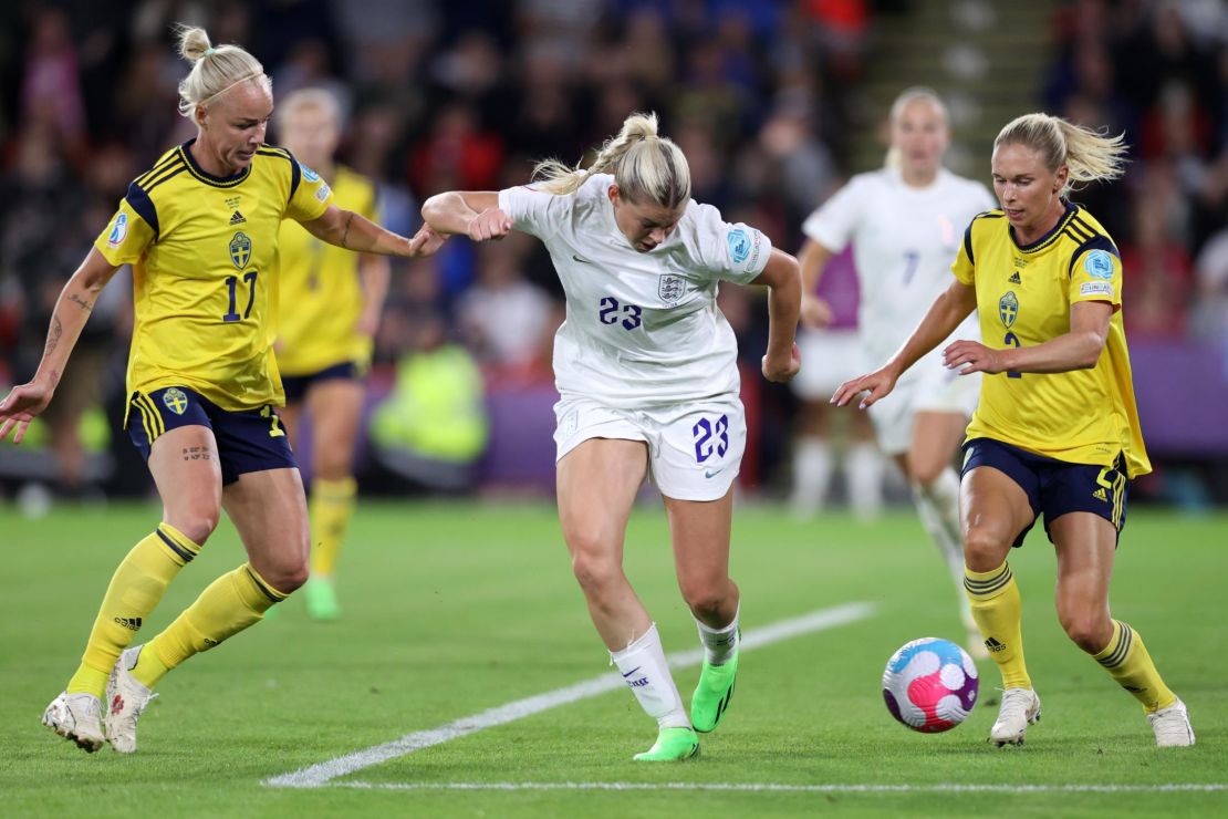 Russo scoring against Sweden.