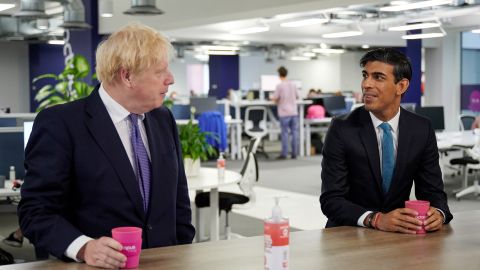 Britain's Prime Minister Boris Johnson and then-Chancellor Rishi Sunak pictured in October, 2020. Sunak is one of two remaining Conservative candidates hoping to become the UK's next prime minister. 