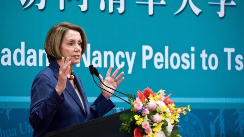 Pelosi delivers a speech at Tsinghua University in Beijing during her trip in May 2009.