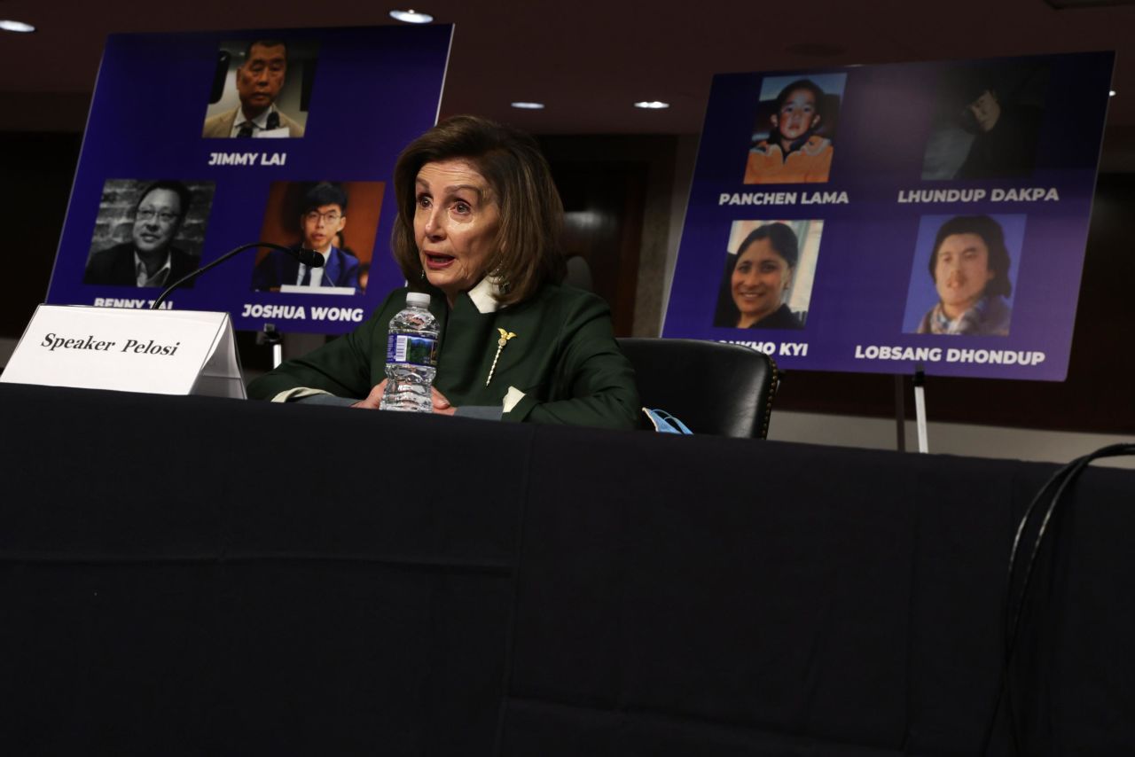Pelosi testifies in Washington, DC, before the Congressional-Executive Commission on China in February 2022. The CECC held a hearing on "The Beijing Olympics and the Faces of Repression."
