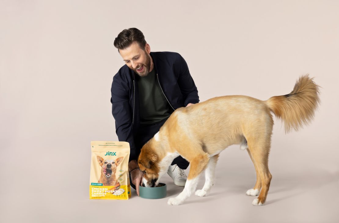 Chris Evans announced his partnership with dog food company Jinx on Wednesday.