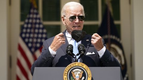 President Joe Biden arrives to speak in the Rose Garden of the White House in Washington, Wednesday, July 27, 2022. (AP Photo/Andrew Harnik)