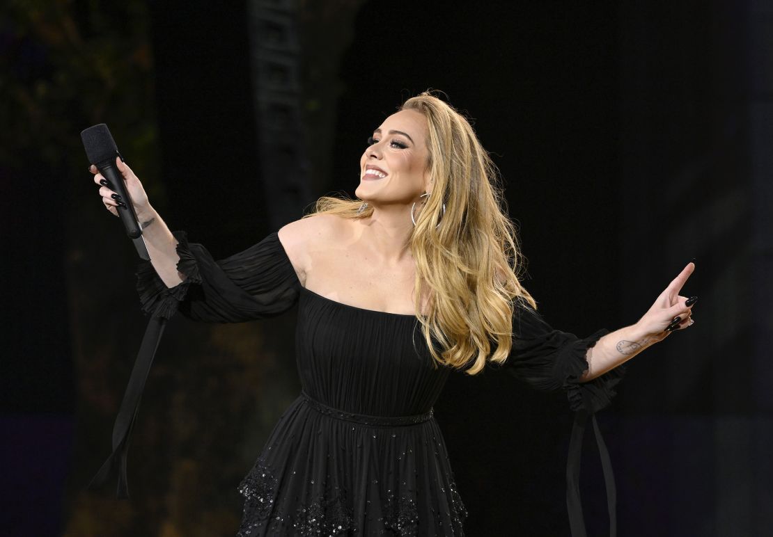 Adele performs onstage at American Express present BST Hyde Park on July 2 in London.