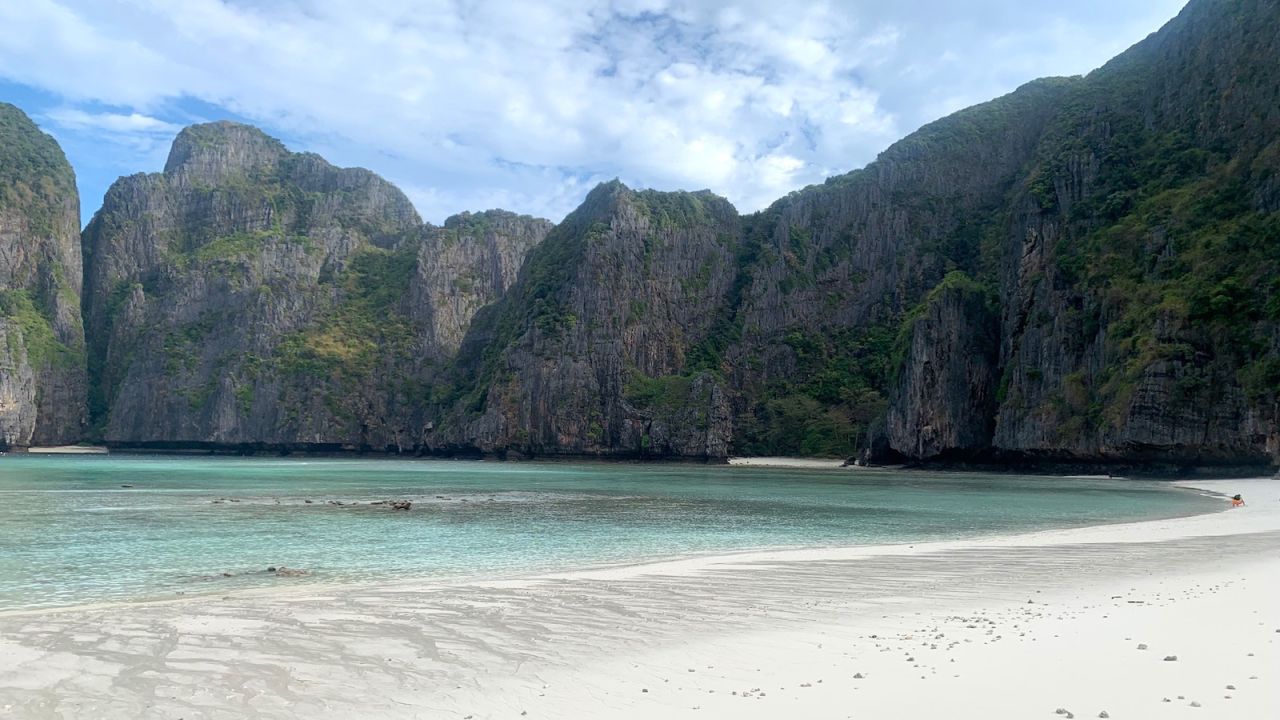 <strong>Maya Bay now: </strong>This photo was taken early in the morning about a month after Maya Bay reopened to tourists in 2022. Visitors should come early in the day to avoid the crowds, as busy day trips from Phuket and arrive later in the morning/early afternoon.    