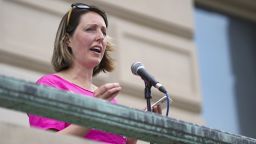 Dr. Caitlin Bernard speaks during an abortion rights rally on Saturday, June 25, 2022, at the Indiana Statehouse in Indianapolis. 