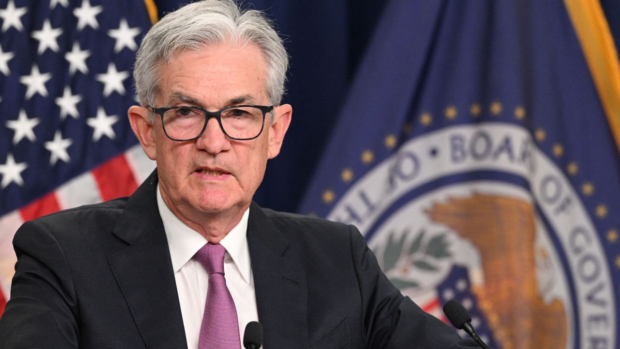Federal Reserve Board Chairman Jerome Powell speaks during a news conference in Washington, DC, on July 27, 2022. The US Federal Reserve on July 27 again raised the benchmark interest rate by three-quarters of a percentage point in its ongoing battle to tamp down raging price pressures that are squeezing American families.