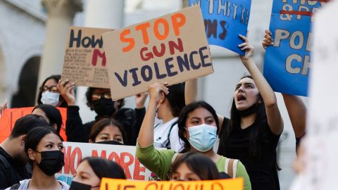 Students in Los Angeles, California, protest gun violence, May 31, 2022.
