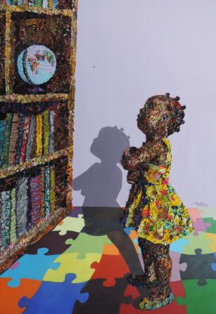 Akpojotor studied art at Lagos State Polytechnic, as did her father. <em>Daughter of Esan (fifth generation), 2018.</em>